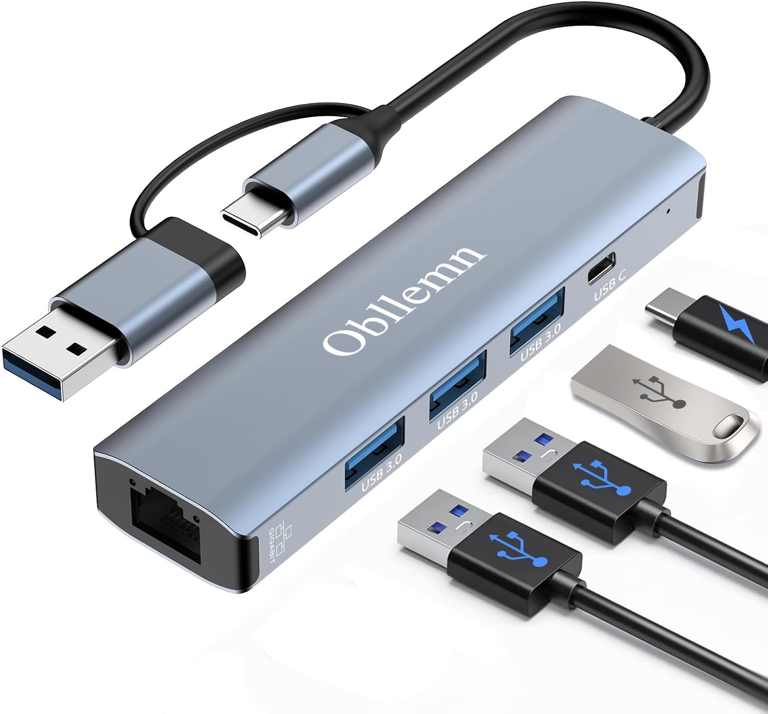 Adaptateur Usb Ethernet 1000 Mbit/s Adaptateur Ethernet U-sb C, A-daptateur Rj45 Usb C Mit 3 Usb 3.0 & Usb C Ports, U-sb-c Auf E-thernet A-dapter Für Mac/windows Xp/linux/chromebook