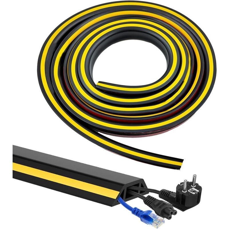 Selbstklebende Bodenkabelabdeckung, 400 Cm, Flexibler Schwarzer Pvc-bodenkabelschutz, Leicht Zuschneidbarer Bodenkabelschutz Mit 3 Kabelkanälen, Kabelabdeckung Für Büros, Werkstätten, Lagerhallen