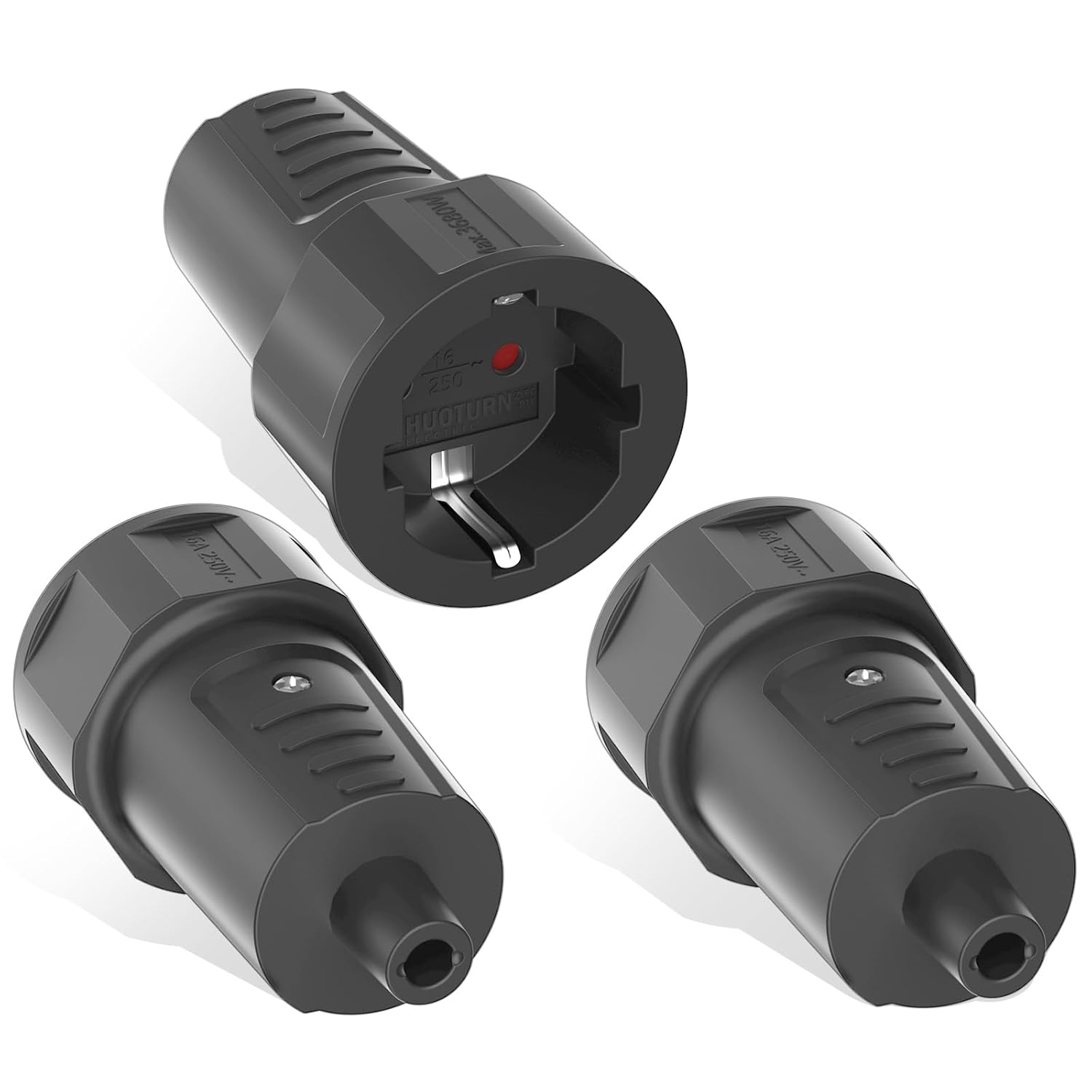 3-teiliges Set Weiblicher Elektrostecker, 250 V/16 A, Schutzkontaktstecker, Steckeradapter Für Den Innen- Und Außenbereich, Schwarz