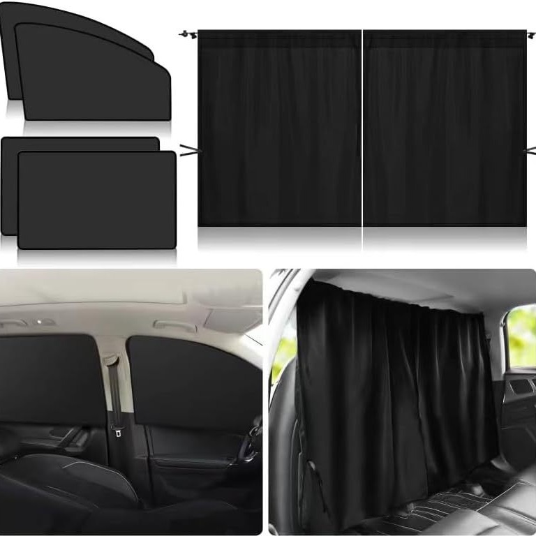 Set Aus 5 Autoschutzvorhängen Für 2 Rücksitze Und 2 Seitenfenster, Trennvorhänge Für Das Auto, Sonnenschutz, Autovorhänge Für Das Schlafen Von Babys, Reise-nickerchen