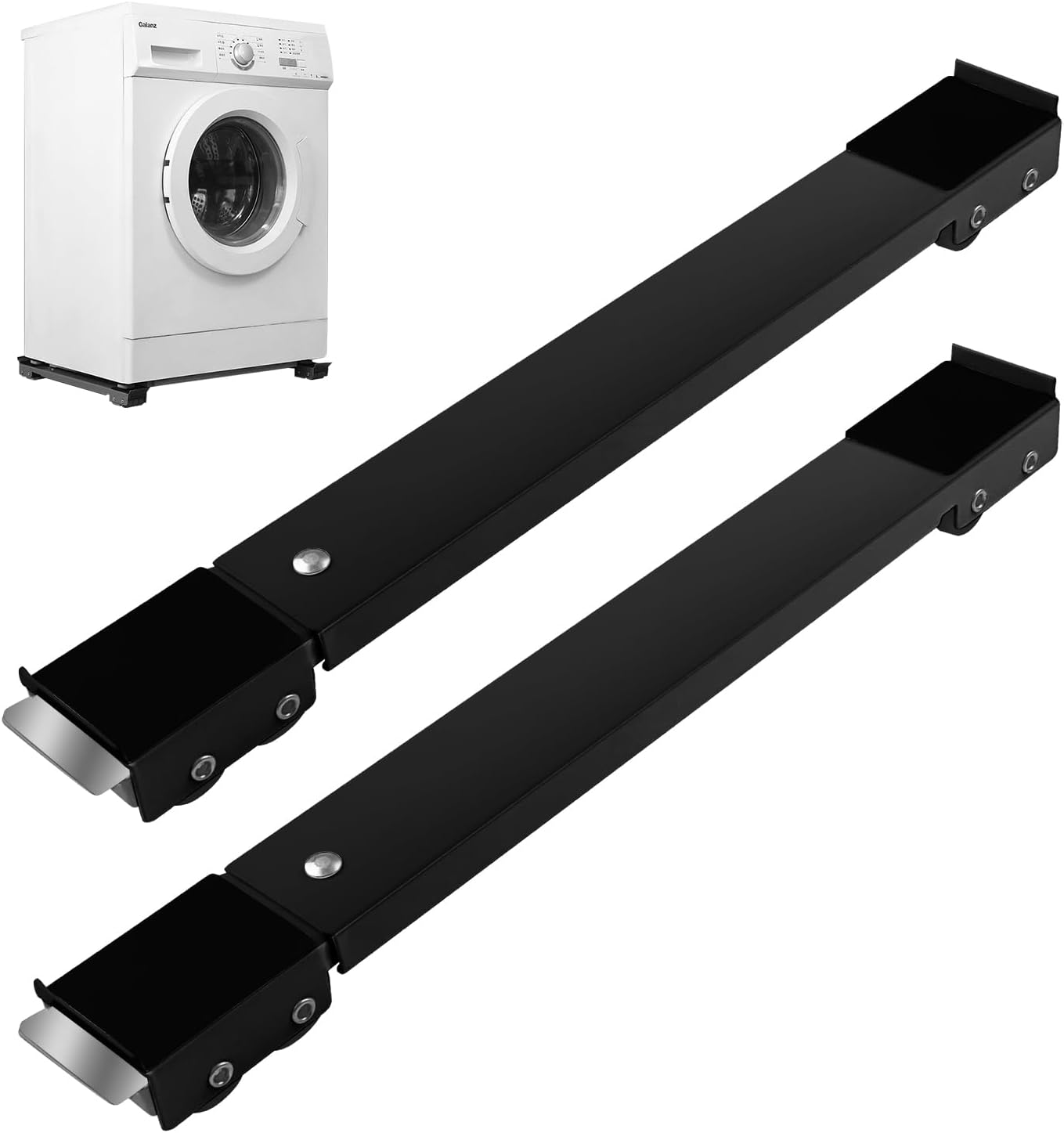 Set Mit 2 Waschmaschinen- Und Trocknerstützen, Möbelrollen, Waschmaschinenräder, Waschmaschinenbasis Für Kühlschrank, Trockner, Gefrierschrank Bis 300 Kg Mit 24 Rädern (schwarz)