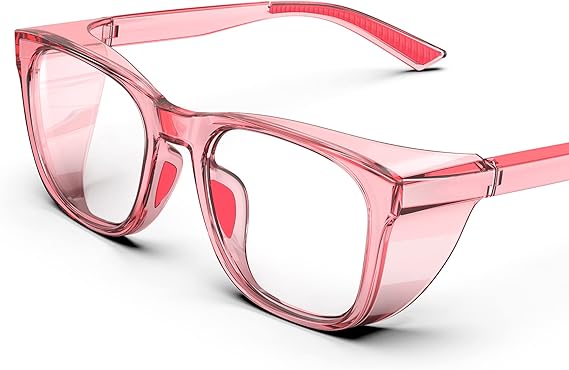 Transparente Sicherheitsbrillen Mit Seitlichem Schutz, Beschlagfreien Griffen, Kratzfest, Rutschfest Und Vollständigem Uv-schutz - Ideale Sicherheitsbrillen Für Männer Und Frauen In Rosa