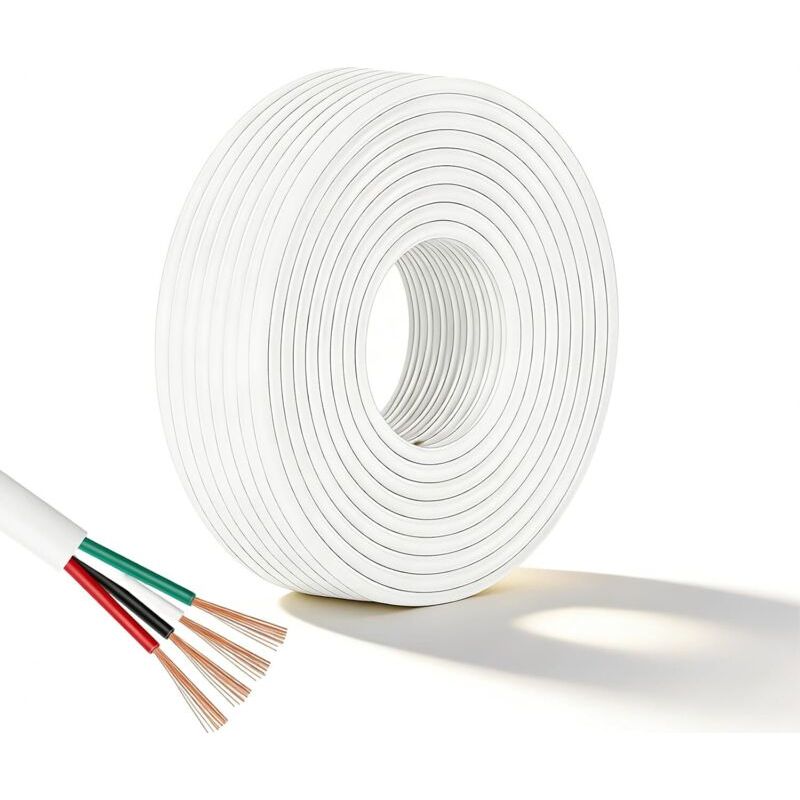 Flexibles Pvc-kupfer-elektrokabel 28awg, Weiß, 10 Meter, Außendurchmesser 3,0 Mm, 4 Adern, Biegefest, Oxidationsbeständig, Geeignet Für Trockene Umgebungen