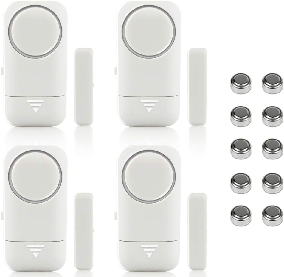 Set Aus 4 Drahtlosen Magnetsensoren Für Tür- Und Fensteralarme Für Das Heimsecurity-system, Kindersicherheit – Antivandalismus-diebstahlschutzsensor, 120 Db Sirene Mit Batterie