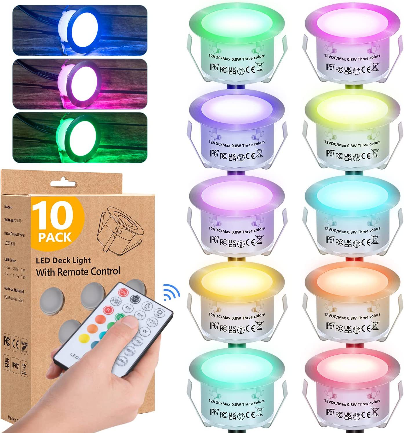 Die Eingebaute Rgb-plattform Schaltet Das Runde Unterlicht Des Rgb-led-gartenstufenlichts Ein.