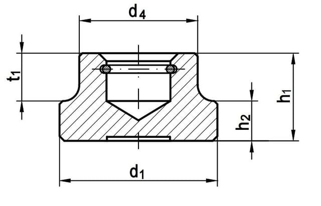 Reidl Din 6311 Druckstück Mit Sprengring 25, Gewindestift M 12, Form S, Stahl Blank
