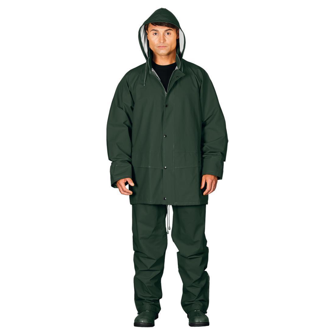 Regenschutzkleidung Grün Aus Polyurethan, Set Aus Hose Und Jacke Mit Kapuze Xl