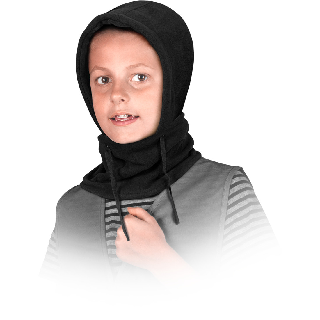 Warme Kinder Schlupfmütze Schwarz