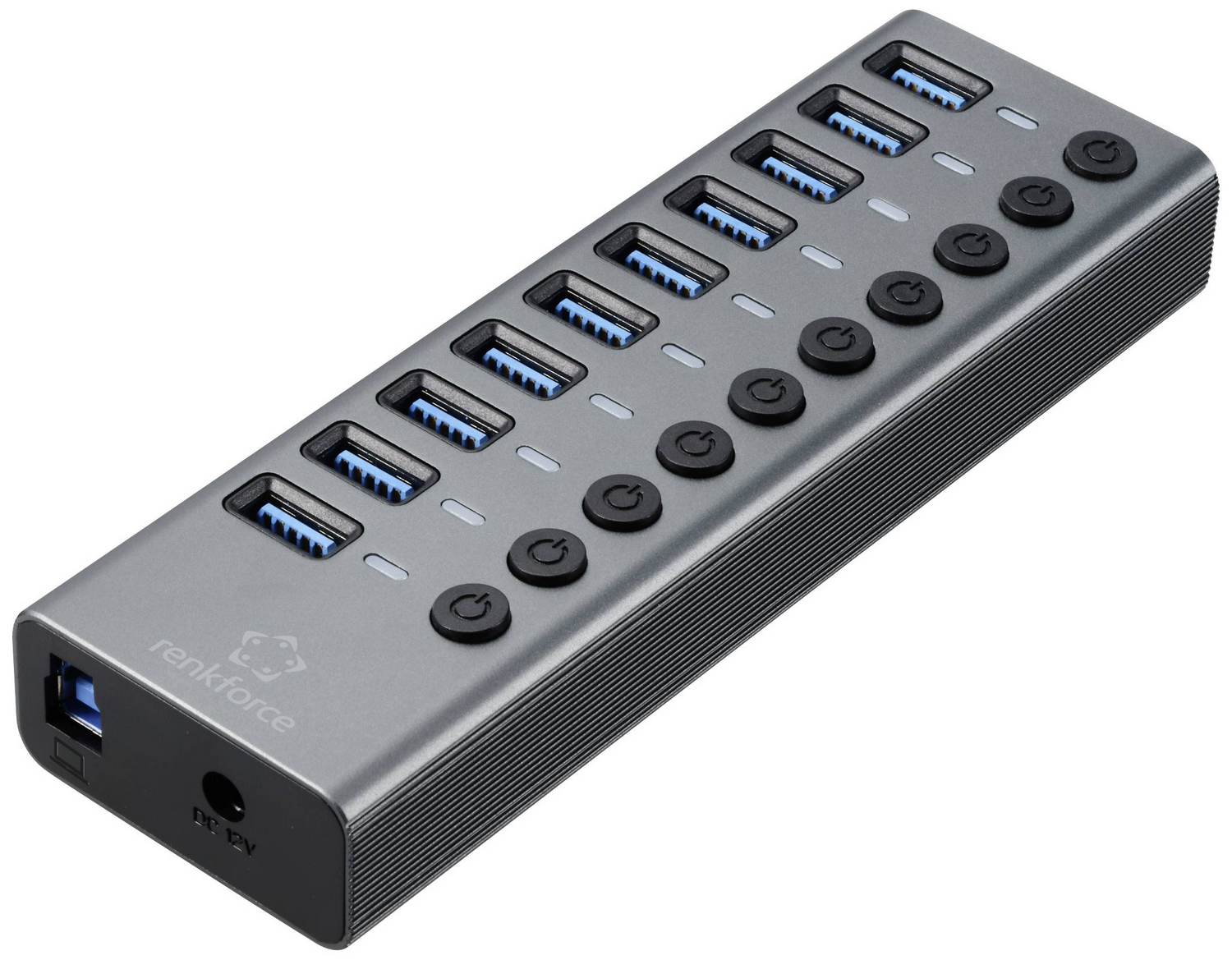 [neuwertig] B-ware Renkforce Rf 6027504 10 Port Usb 3.2 Gen2 Hub Einzeln Schaltbar Aluminiumgehäuse