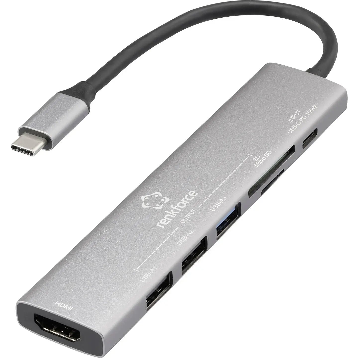[neuwertig] B-ware Renkforce Usb C Dockingstation Hub Universal Kartenleser Grau Hdmi Laptop
