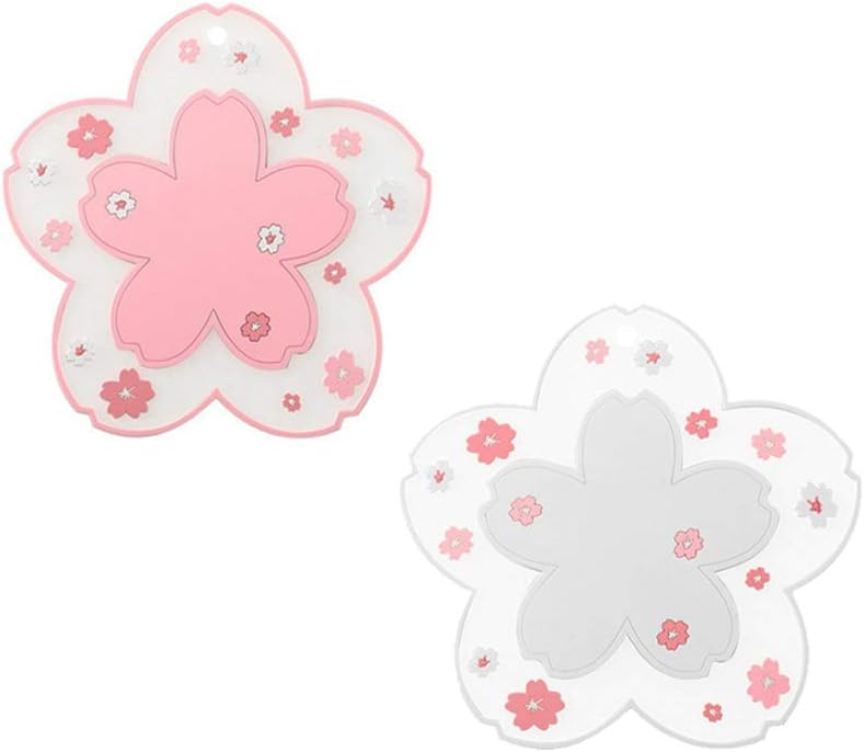 Kawaii-kaffee-untersetzer, 2 Stück, Niedliche Pvc-untersetzer Mit Kirschblütenmuster Für Zuhause, Rosa Teetasse Mit Rosa Blumenmuster