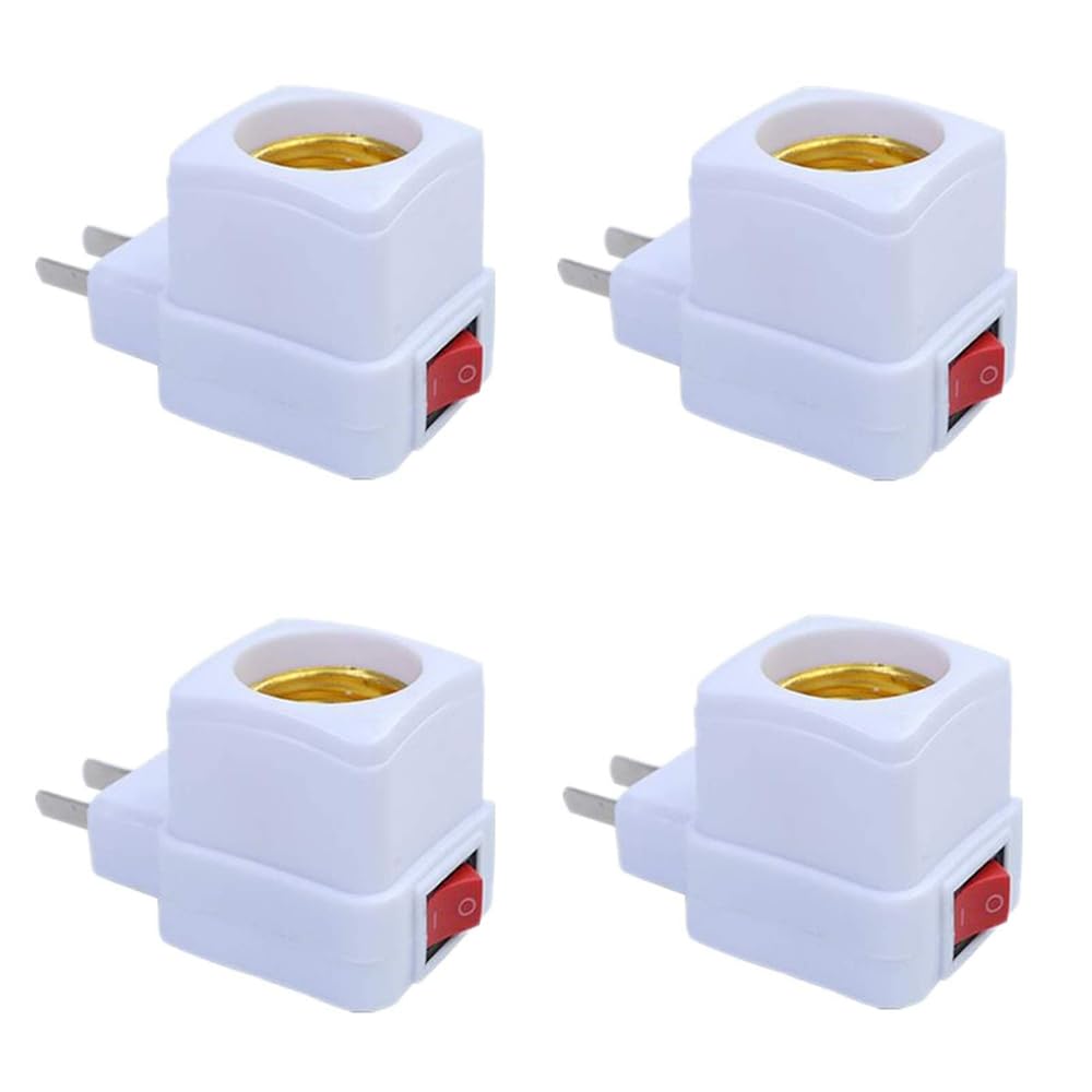 E26/e27-fassungsverlängerungsadapter Mit Schalter, Wird In Die Lampenfassung Gesteckt Und Wandelt Die Fassung In Eine Glühbirnenfassung Um (4er-packung)