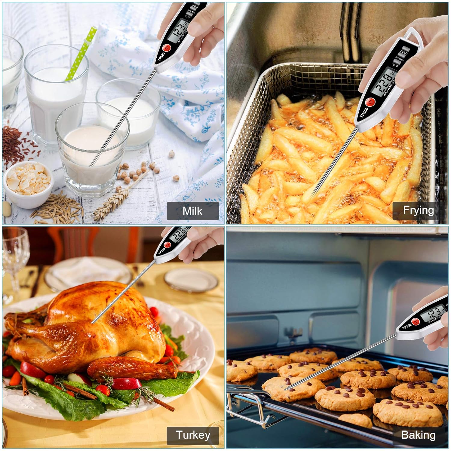 Lebensmittelthermometer Für Fleisch, Digitales Kochthermometer Für Süßigkeiten, Küchenthermometer Zum Kochen, Sofortanzeige Für Grill, Öl, Milch, Badewasser, Braten, Kerzentemperatur
