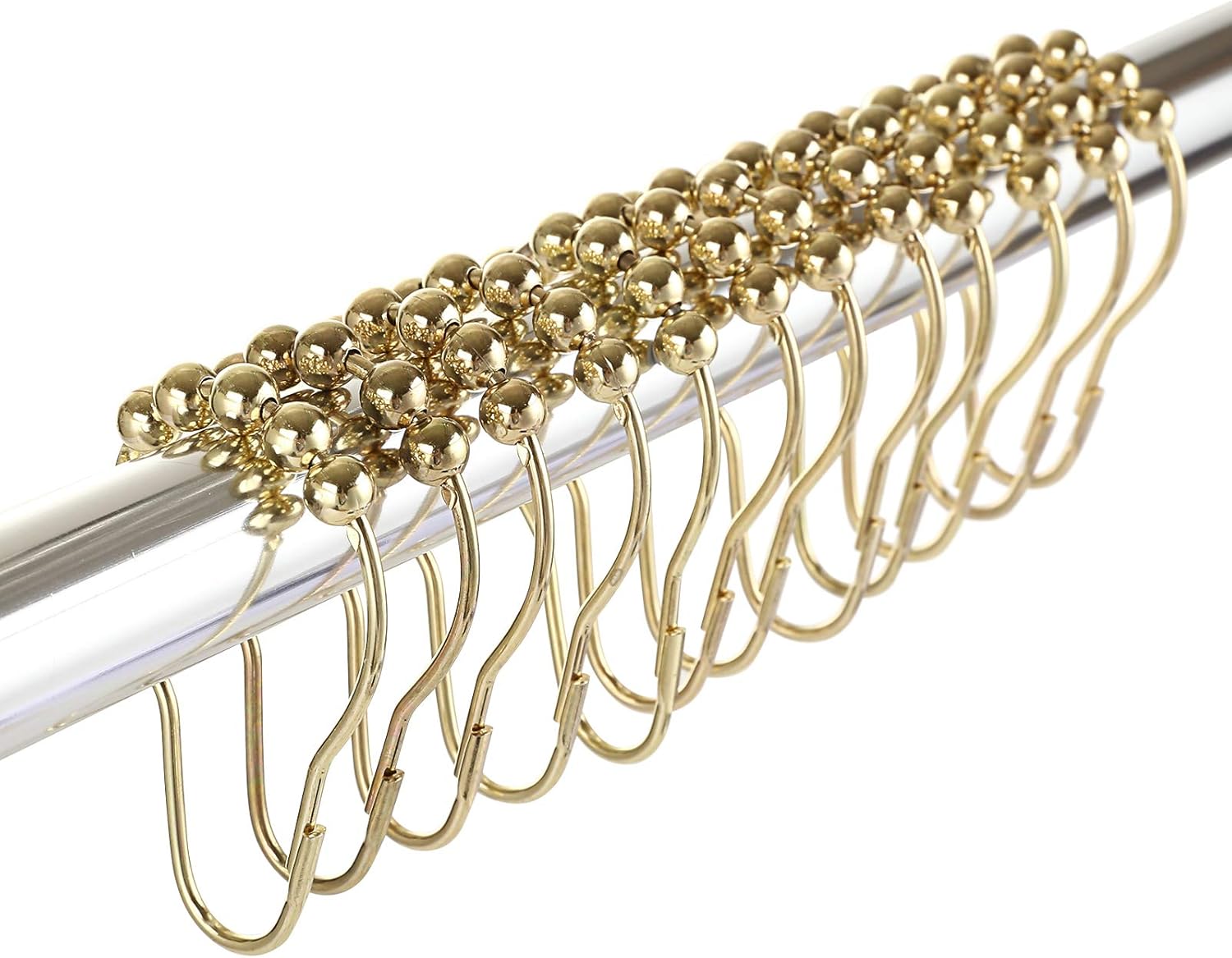 Set Mit 12 Duschvorhangringen Und Haken Aus Goldverchromtem Edelstahl