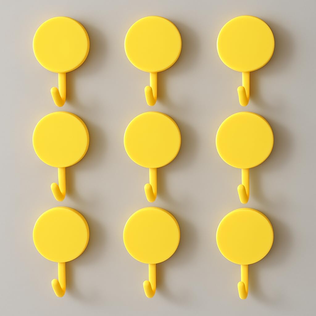 10 Farbenfrohe, Selbstklebende Haken, Niedliche Wandhaken, Handtuchhaken, Aufbewahrungsmöglichkeiten Für Zuhause, Kunststoffkleber, Dekorative Wand, Badezimmer, Büroschrank (gelb)