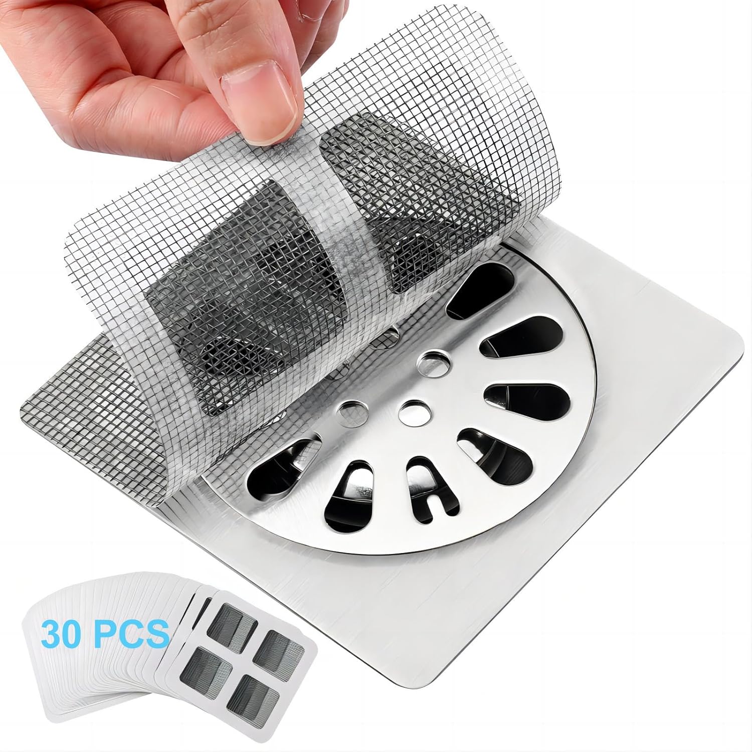 30 Einweg-haarverlängerungsaufkleber Für Duschabflüsse, 10 Cm X 10 Cm, Mit Starker Klebefläche Aus Netzgewebe, Geeignet Für Die Anwendung Im Badezimmer, Einfach Anzubringen Und Zu Entfernen