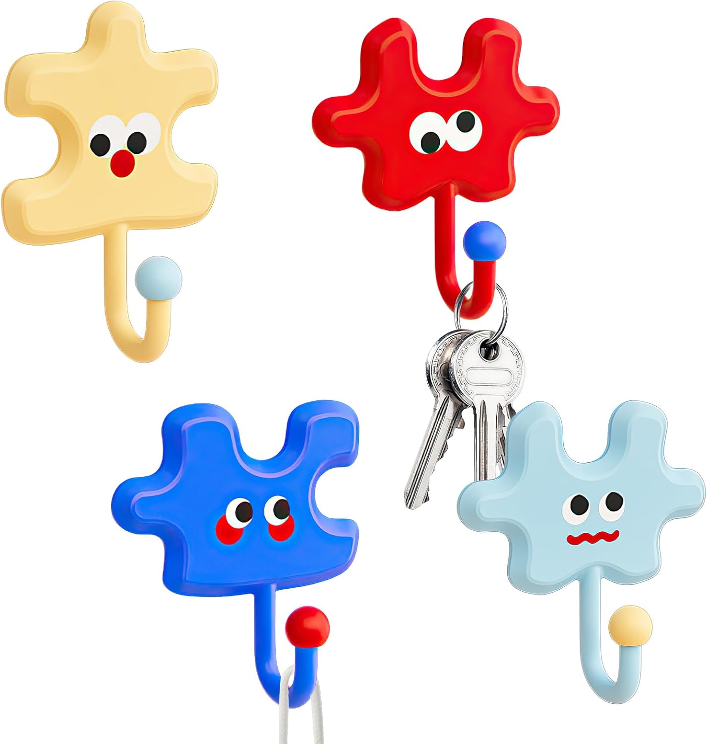 Dopaminer-cartoon-puzzle-klebehaken Für Die Wand, Niedliche Und Stabile Befestigungshaken Für Badezimmer, Küche Und Eingangsbereich