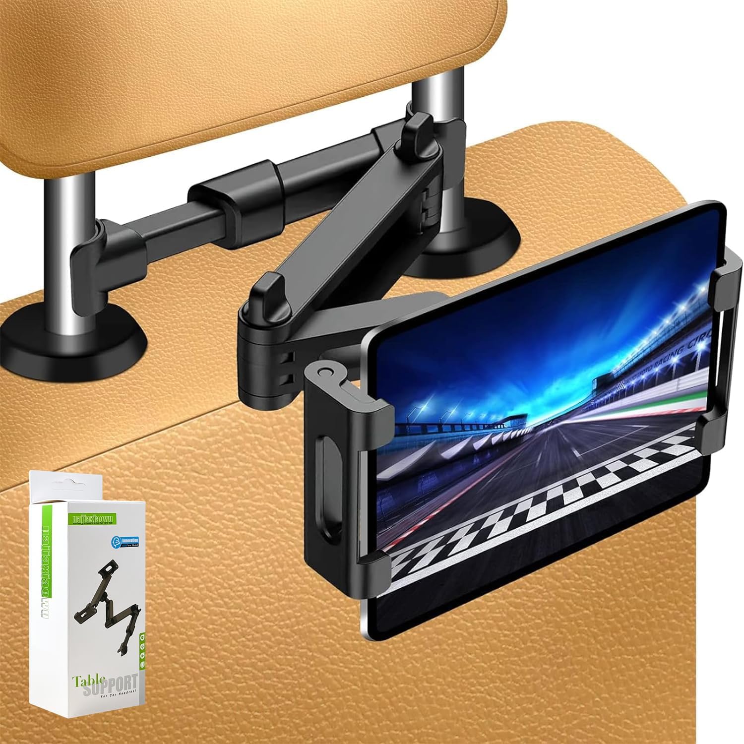 Tablet-halterung Fürs Auto, Kopfstützenhalterung Für Ipads/smartphones Von 5,5 Bis 18,4 Zoll Mit 360° Verstellbarem Reisezubehör, Schwarz