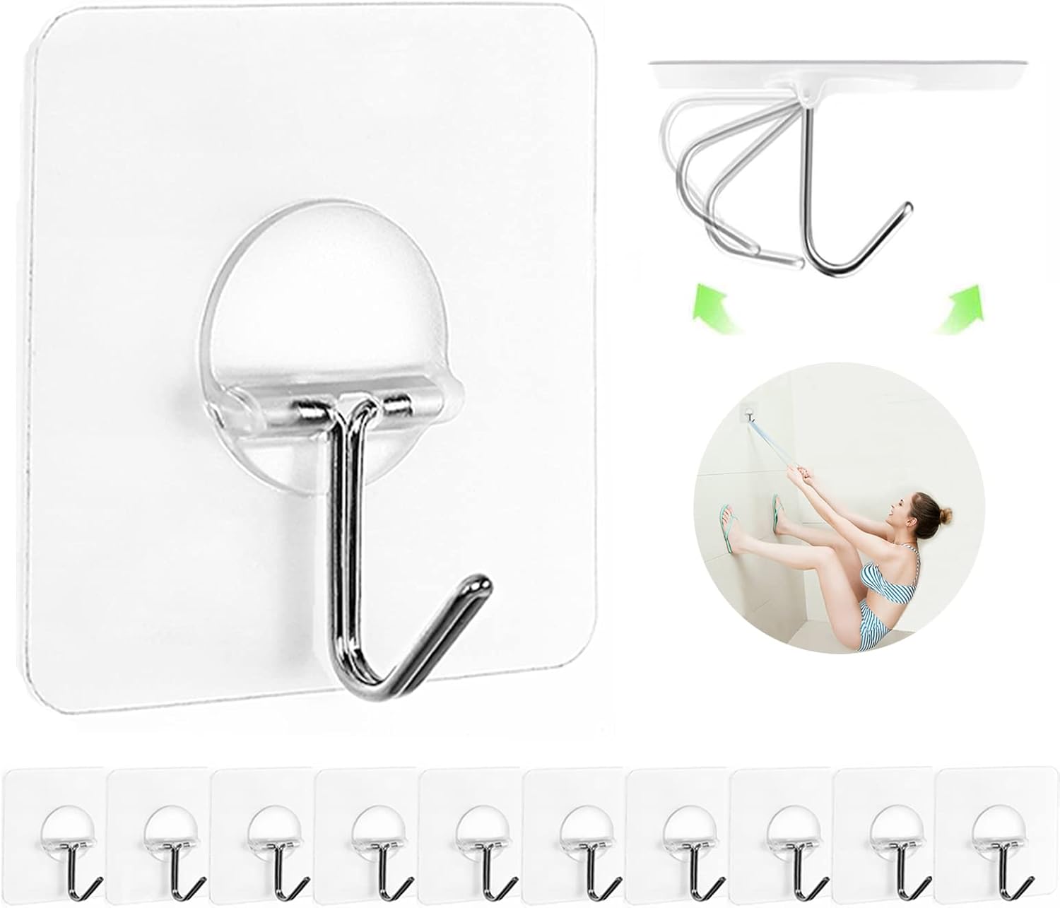 Selbstklebender Wandhaken, Ca. 5,9 Kg, Transparent, Wasserdicht, Kein Bohren Erforderlich. Handtuchbeutel Für Bad/küche, 12er-pack.