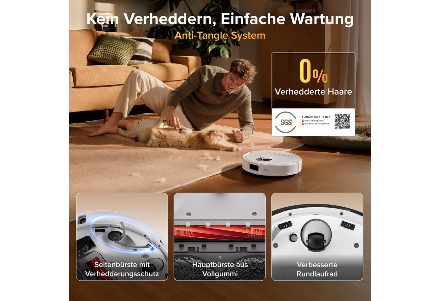 Roborock Qrevo S Pro Saugroboter Saugroboter Mit Absaugstation Wischfunktion, 18.500 Pa, 75 °c Heißwasser-moppreinigung, Anti-tangle System, Reactive Tech Hindernisvermeidung, All-in-one Dock Weiß Bild 5