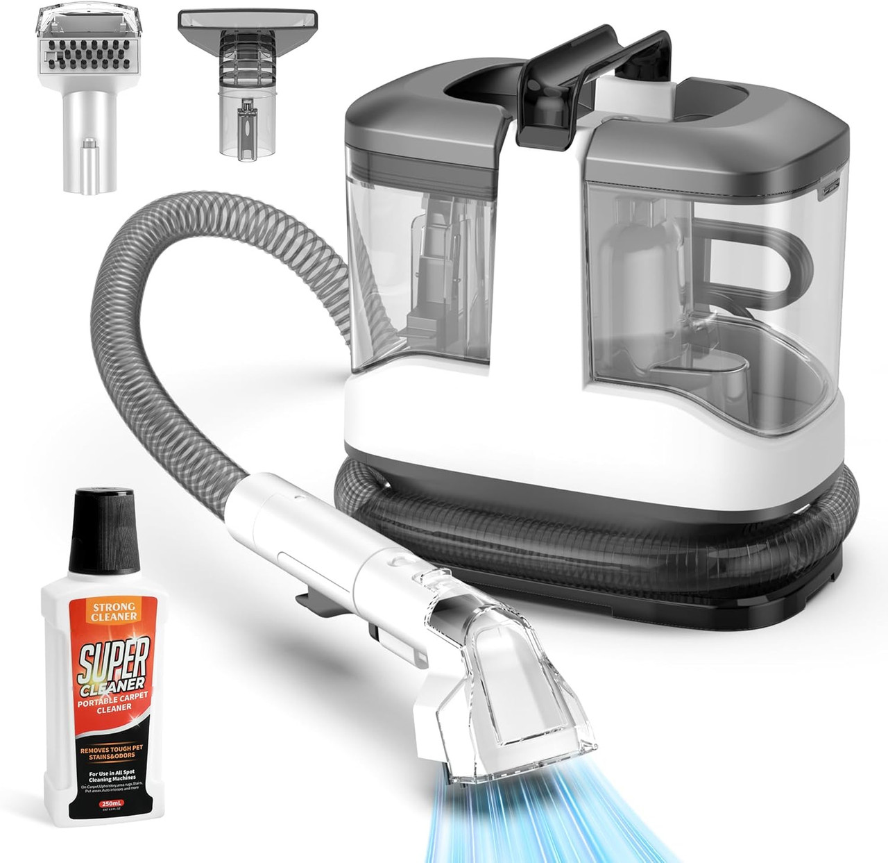 Teppich- Und Sofareiniger 450 W – Teendow – 12 Kpa – 1 L / 0,5 L Tank – Leichtgewicht 2,6 Kg – 5 M Kabel – Inkl. Bürste
