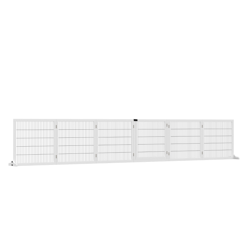 Hundeschutzgitter – Faltbares Hundegitter – Schutzgitter Aus Holz 432 X 70 Cm – 6 Paneele – Weiß