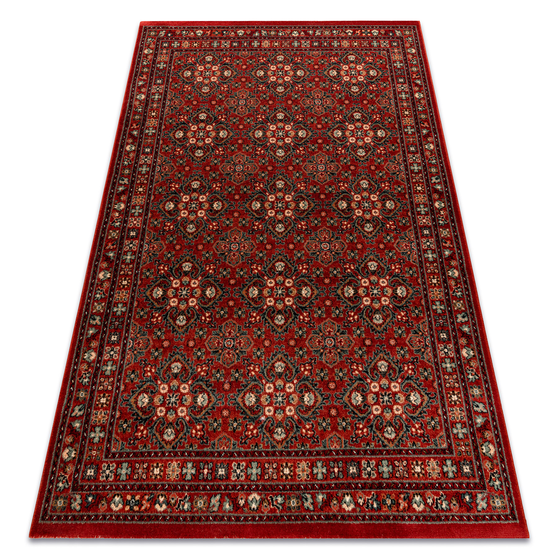 Wollteppich Kashqai 4372 300 Blumen, Rahmen Rotwein Red 240x340 Cm