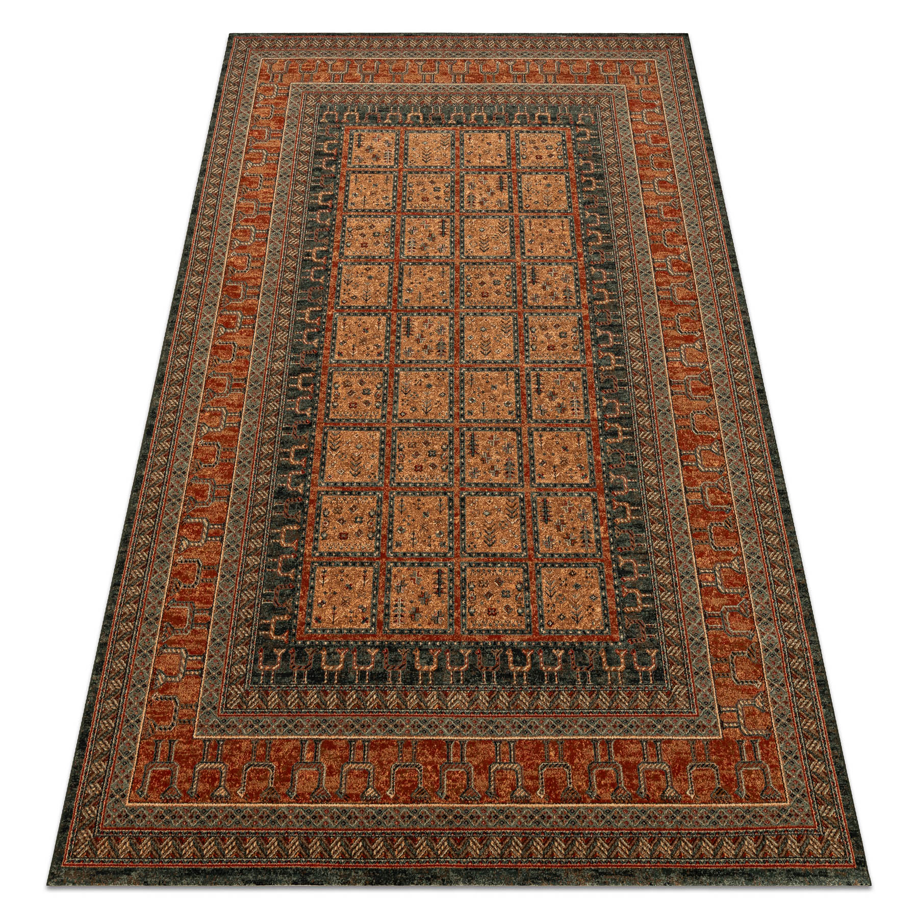 Wollteppich Kashqai 4349 500 Orientalisch, Rahmen Rotwein Red 240x340 Cm