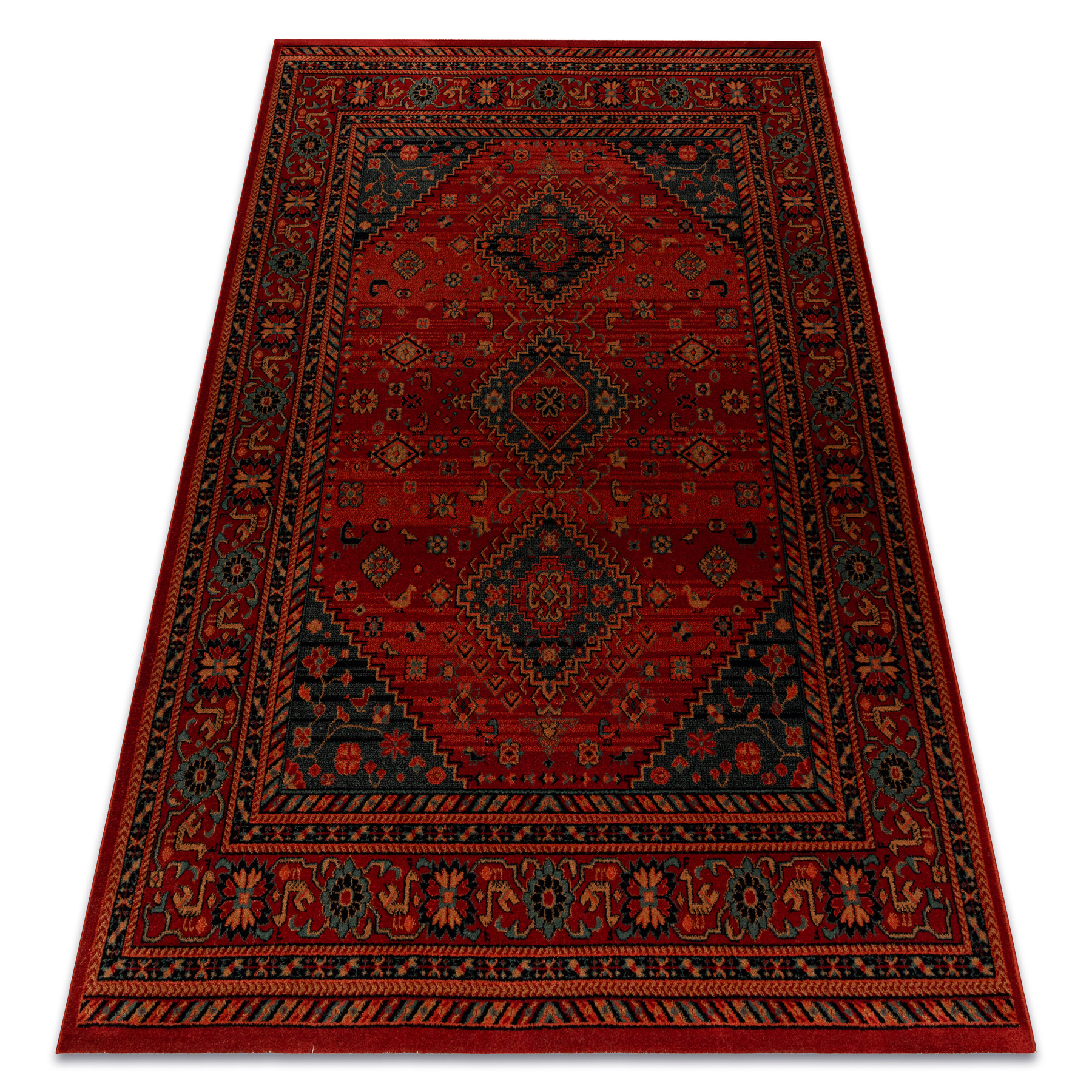 Wollteppich Kashqai 4345 300 Orientalisch, Rahmen Rotwein Red 67x275 Cm