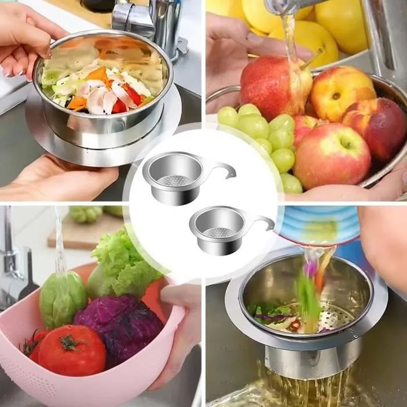 Zwei Abtropfkörbe Aus Edelstahl, Schwanenförmige Abtropfkörbe Für Spülbecken.