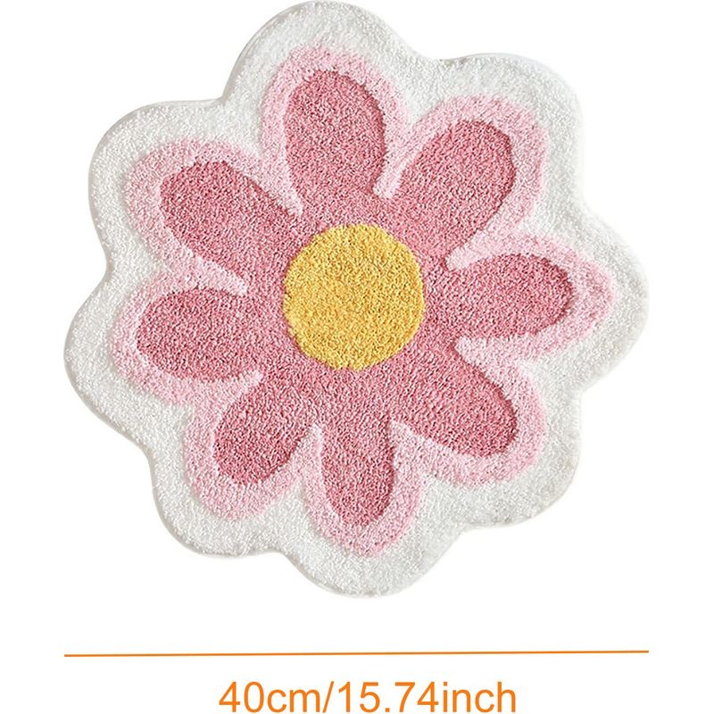 Marguerite Mignon Badematte, Blütenförmige, Waschbare Badematte, Runde Badematte Mit Blumenmuster, Waschbare Fußmatte (grün)