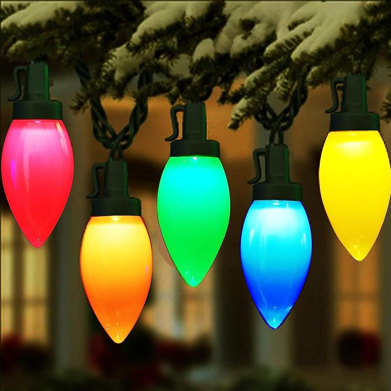 Weihnachtslichterkette Für Den Außenbereich, C9 Led-lichterkette, 5 M, 20 Leds, Wasserdicht, Erdbeer-design, Für Drinnen Und Draußen, Terrasse