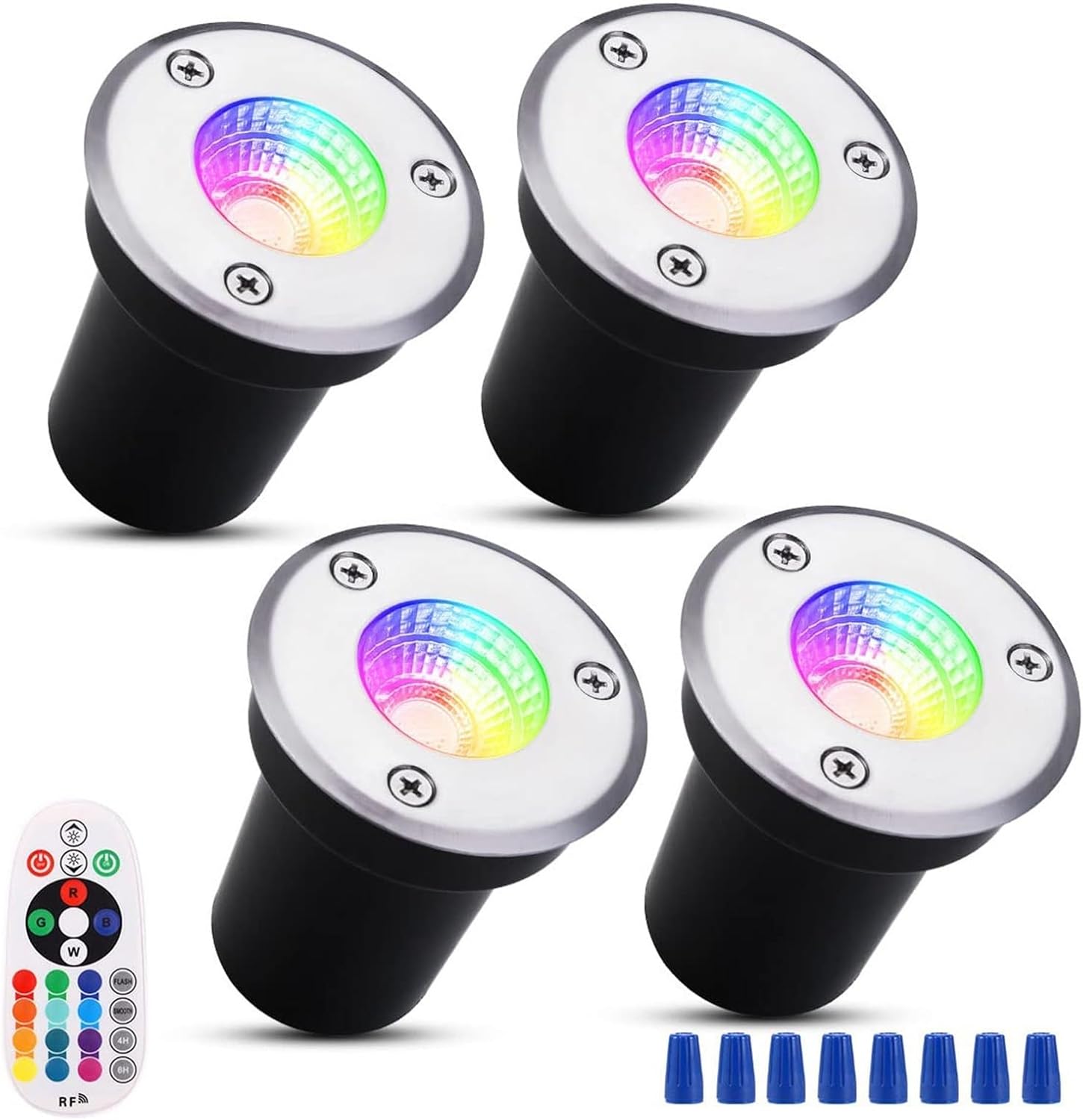 4er-set Bodeneinbau-gartenleuchten – Led-einbaustrahler Für Den Außenbereich, 3-w-rgb-led-einbaustrahler, 12–24 V, Schutzart Ip67 (farbe: Rgb, Größe: 3 W)