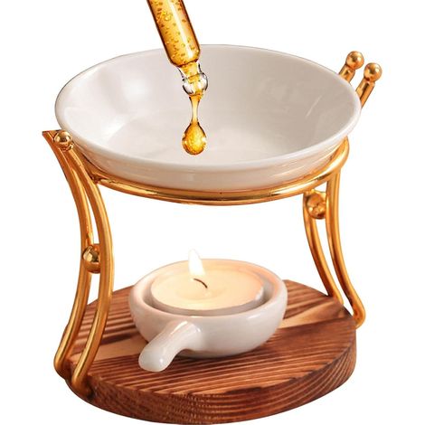 Duftlampe, Duftlampe Aus Metall, Duftwachsbrenner Mit Keramikschale, Teelichtbrenner, Diffusor, Wohnaccessoires