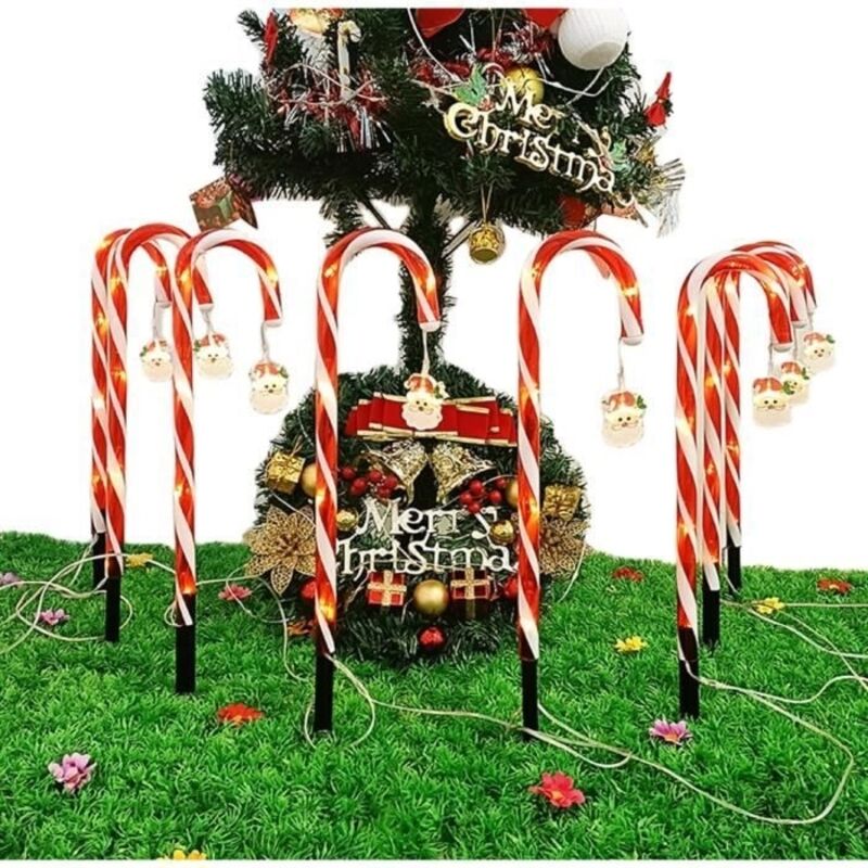 Set Mit 8 Lichterketten In Form Von Zuckerstangen: Beleuchtete Zuckerstange, 8 Weihnachtliche Dekorationsmodi