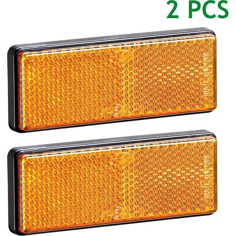 2-teilige Orange/gelbe Anhängerreflektoren Mit E4-zulassung, Rechteckiger Lkw-/wohnwagenreflektor, Klebereflektoren Für Fahrzeugtürpfosten (rechteckig - Reflektoren - 2 Stück)