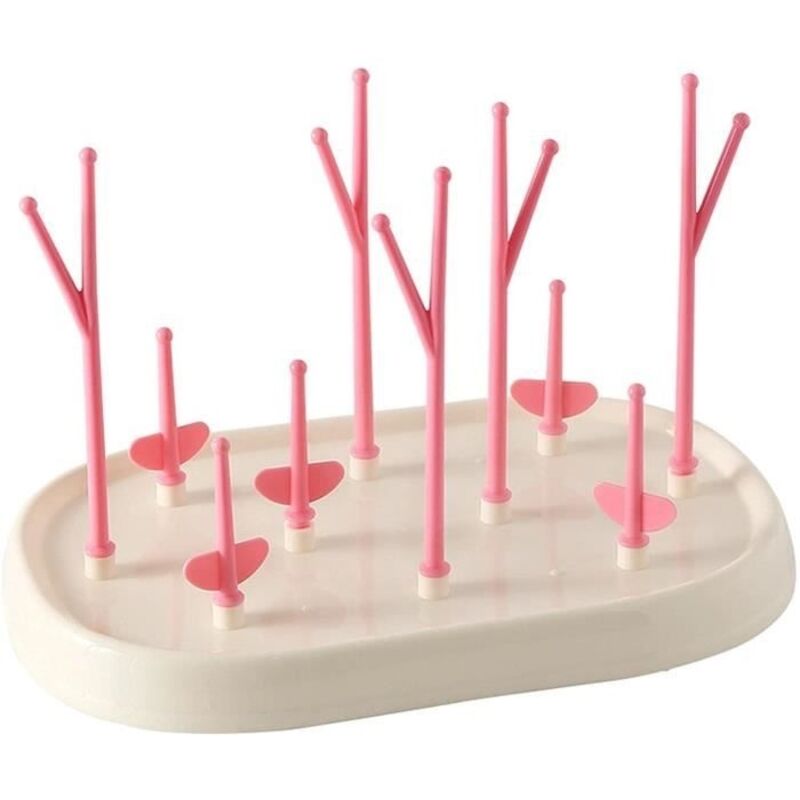 Flaschentrockenständer, Baumförmiger Babyflaschentrockenständer, Bpa-freier Flaschentrockenständer, Niedlicher Babyflaschentrockenständer (rosa)