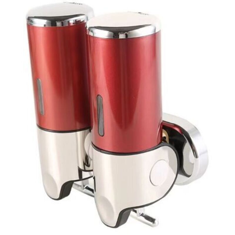 (rot) 2 X 500 Ml Wandseifenspender, Doppelkopf-handseifenspender, Flüssigseifenspender Für Duschgel Und Shampoo, Für Küche, Bad, Hotel