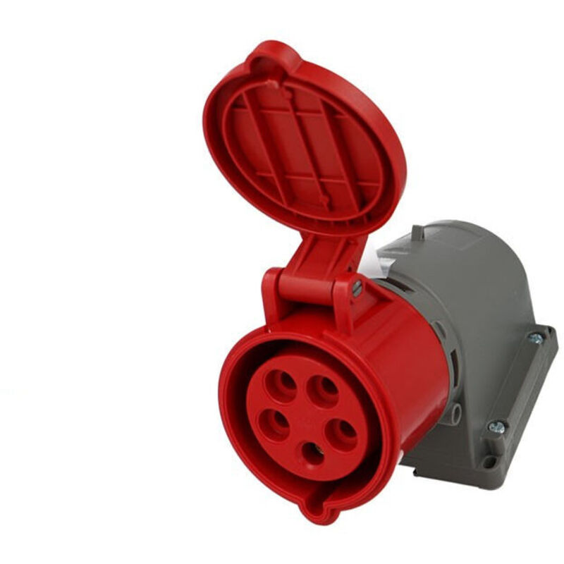 Cee-anschluss – 400 V / 32 A Anschluss Mit Schraubklemmen – 5-poliger / 6-stunden-cee-adapter, Geeignet Für Den Außenbereich, Baustellen Und Camping – Schutzart Ip44 – Grau/rot I 60425 – Dreiphasige C