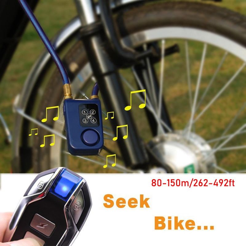 Fahrradschloss Mit Alarm, Fernbedienung Und Pin-code, 10-mm-kettenschloss Für Motorrad, Kinderwagen, Tür, Wasserdicht, Rot