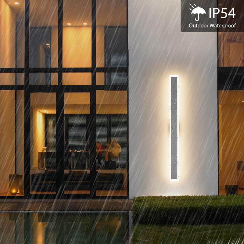 Lange Led-wandleuchte (30 W) Für Villen, Veranda Und Garten, Ip54 Wasserdicht, Dunkelgrau, 100 Cm Lang, Warmweiß (3000 K).
