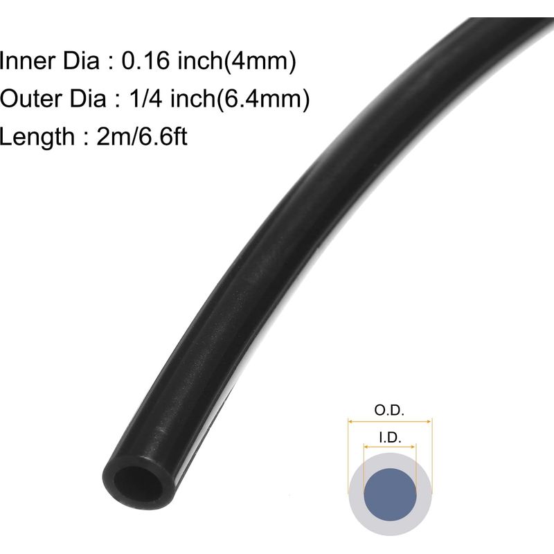 M (7 Fuß) Silikonschlauch, 4 Mm Innendurchmesser X 6,4 Mm Außendurchmesser, Schwarz, Transparenter Industriesilikonschlauch Für Pumpen, Entwässerung, Bewässerung, Brauen, 0,16" X 1/4
