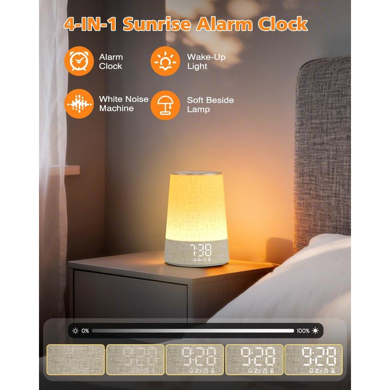 Sonnenaufgangssimulator-wecker, Wecklicht Mit 7 Alarmen, 30 Naturgeräuschen, Schlummerfunktion, Timer, Led-nachttischlampe, 10 Helligkeitsstufen, Nachtlicht Für Kinder Und Erwachsene