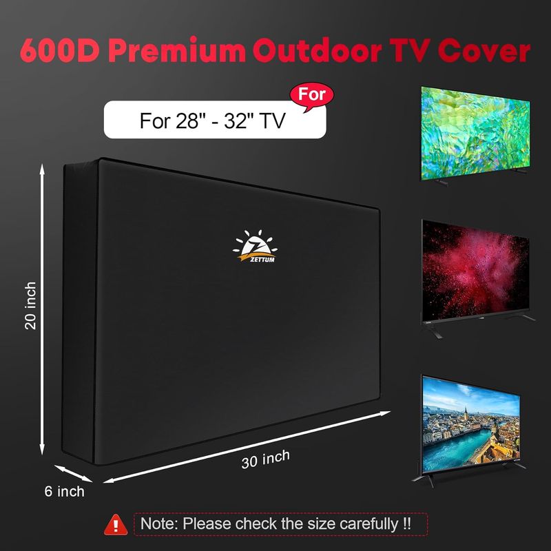 Schutzhülle Für 32-zoll-outdoor-fernseher – Wetterfeste Und Wasserdichte 600d-schutzhülle Für 28- Bis 32-zoll-outdoor-fernseher, Tv-schutzhülle (schwarz)