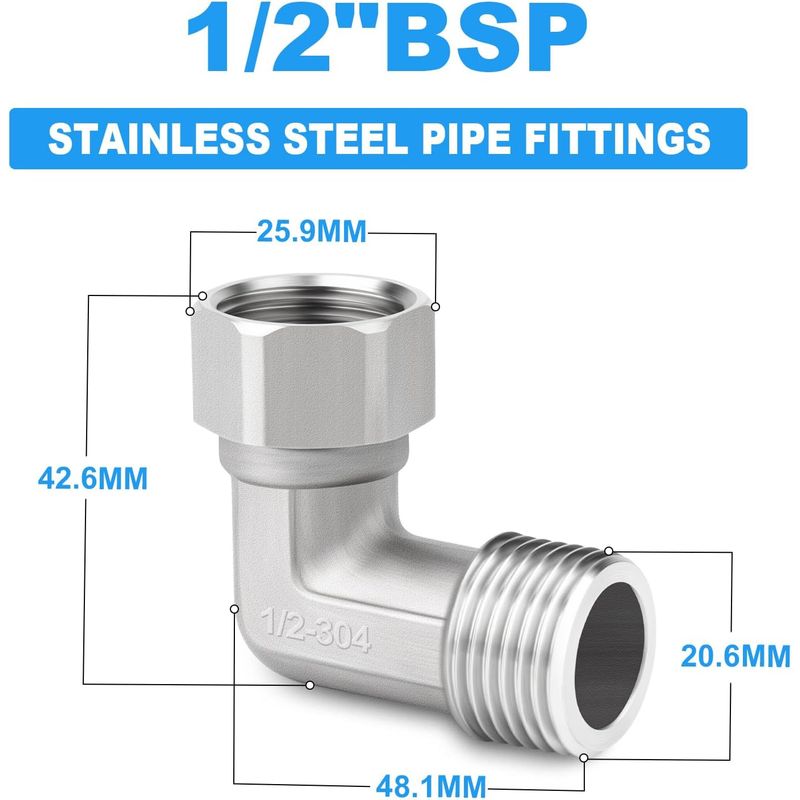 1 Stück 90°-winkelstück Aus Edelstahl 304, 2 Enden, Flexibler Drehverbinder, 1/2"-schlauchanschlüsse (innengewinde) Für Brause, Eckventil, Duscharm
