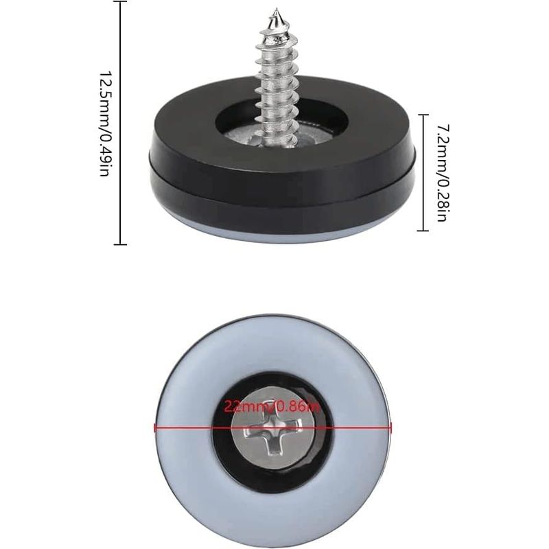 32 Stück Teflon-möbelgleiter Ø 22 Mm (rund) Mit 32 Edelstahlschrauben Ptfe-möbelgleiter/gleiter Ptfe (teflon)