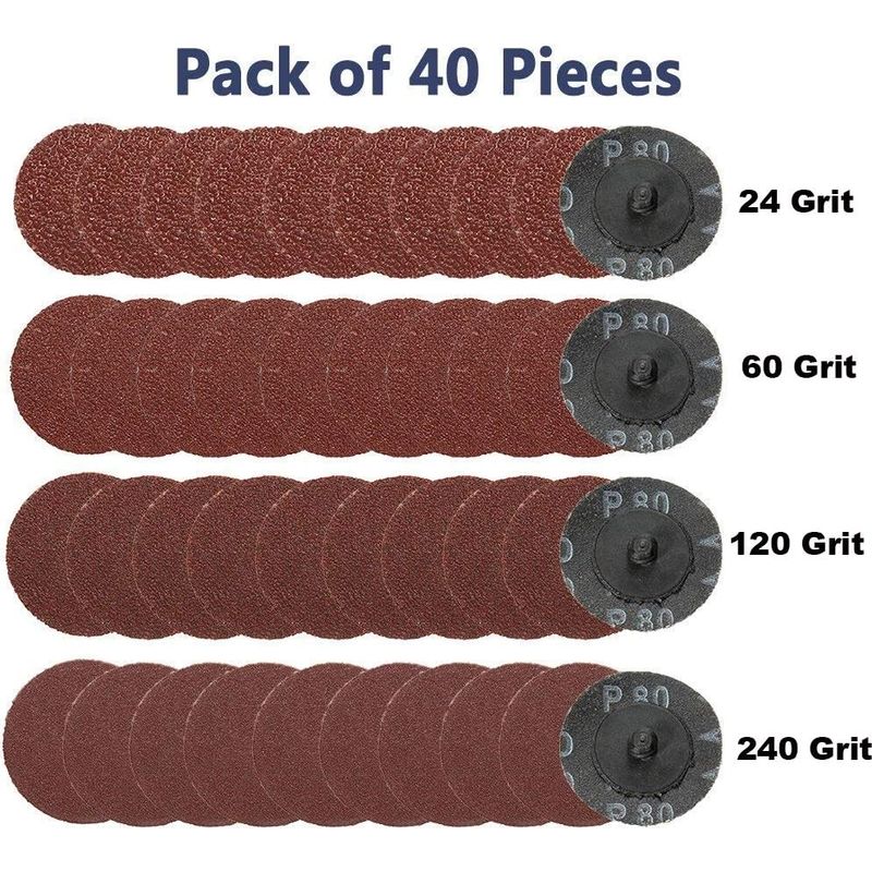 40 Stück 50 Mm Roll Lock Schleifscheiben 24/60/120/240 Körnung R-typ Pads Abrasives Sandstrahlen