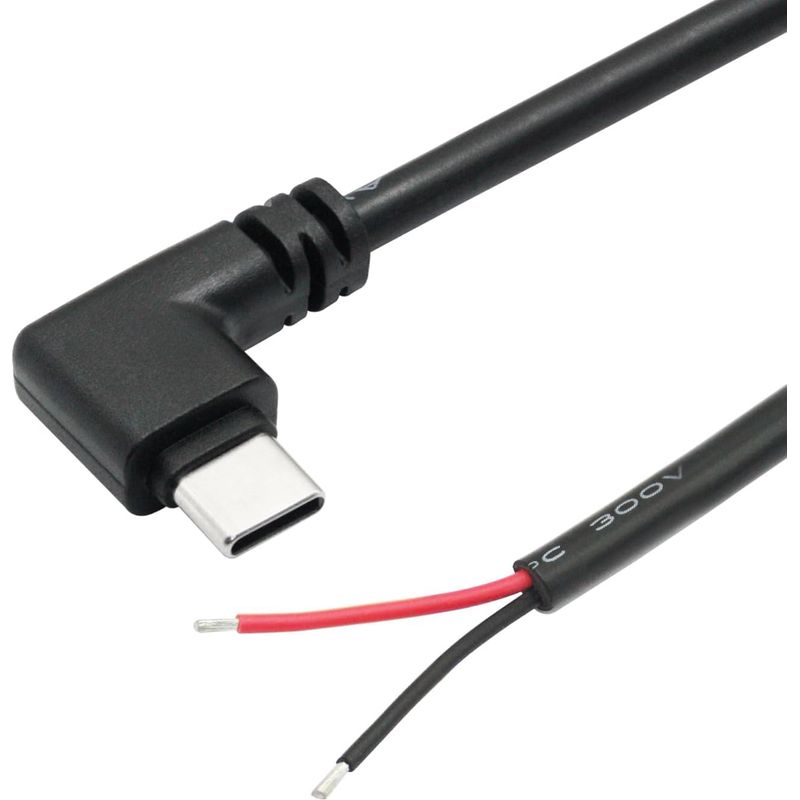 6 Stück 25 Cm Lange, Rechtwinklige Usb-c-verlängerungskabel, 12 V 3 A, 90°-usb-c-stecker Auf 2-poligen Offenen Stecker Für Diy-projekte