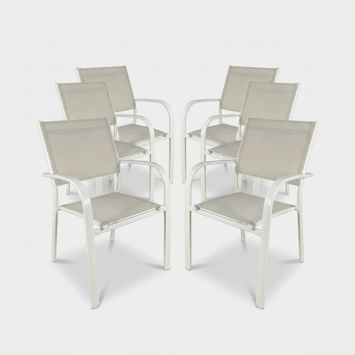 6er-set Stapelbare Gartenstühle Aus Weißem Aluminium