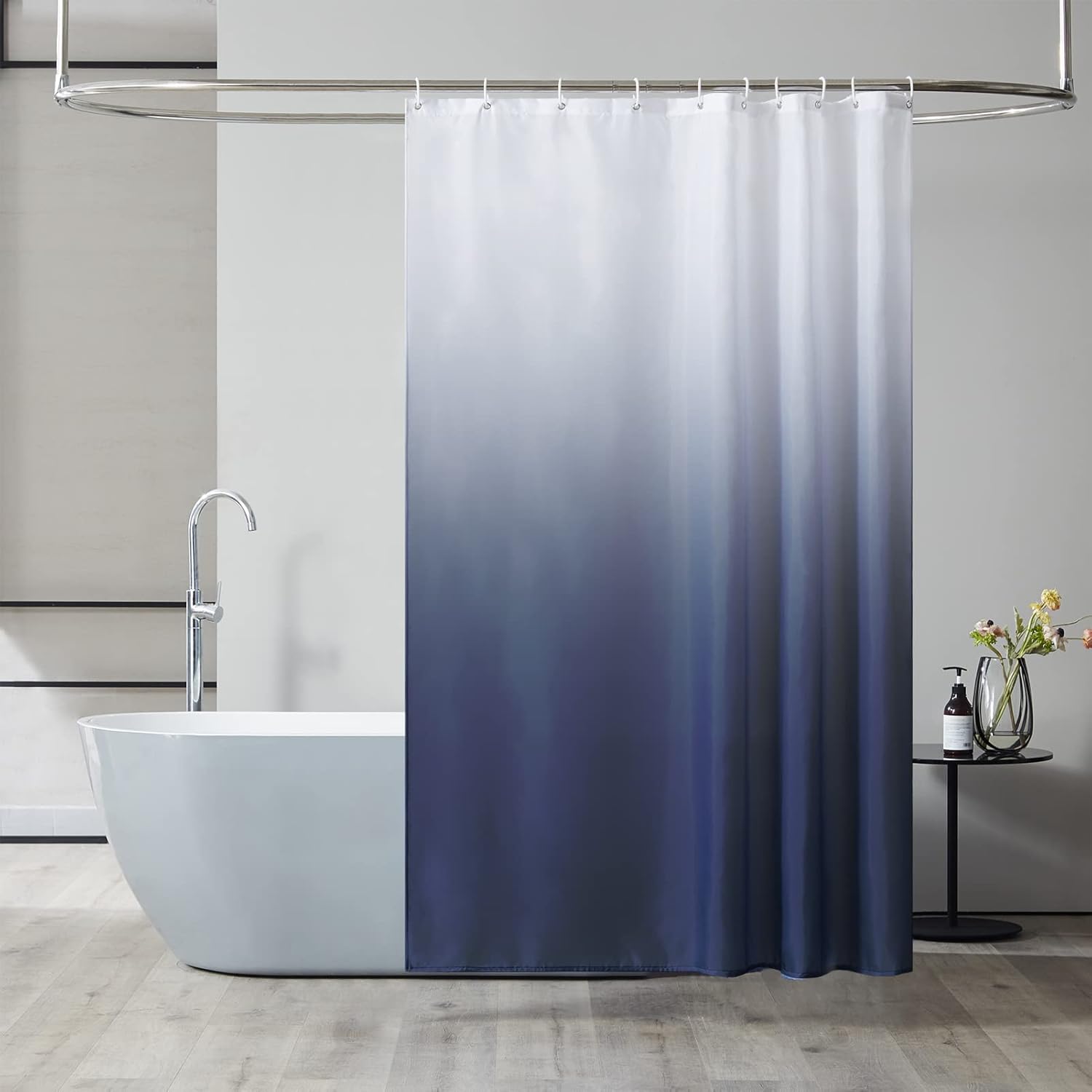 Duschvorhang, Wasserdichtes Polyester, 10 Kupferringe, Beschwertes Band, Schimmelresistent, Badezimmer